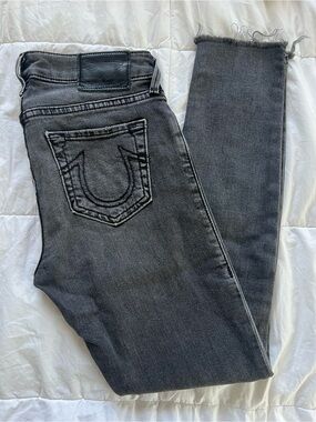 True Religion Halle Mid Rise Super Skinny Grey Jeans